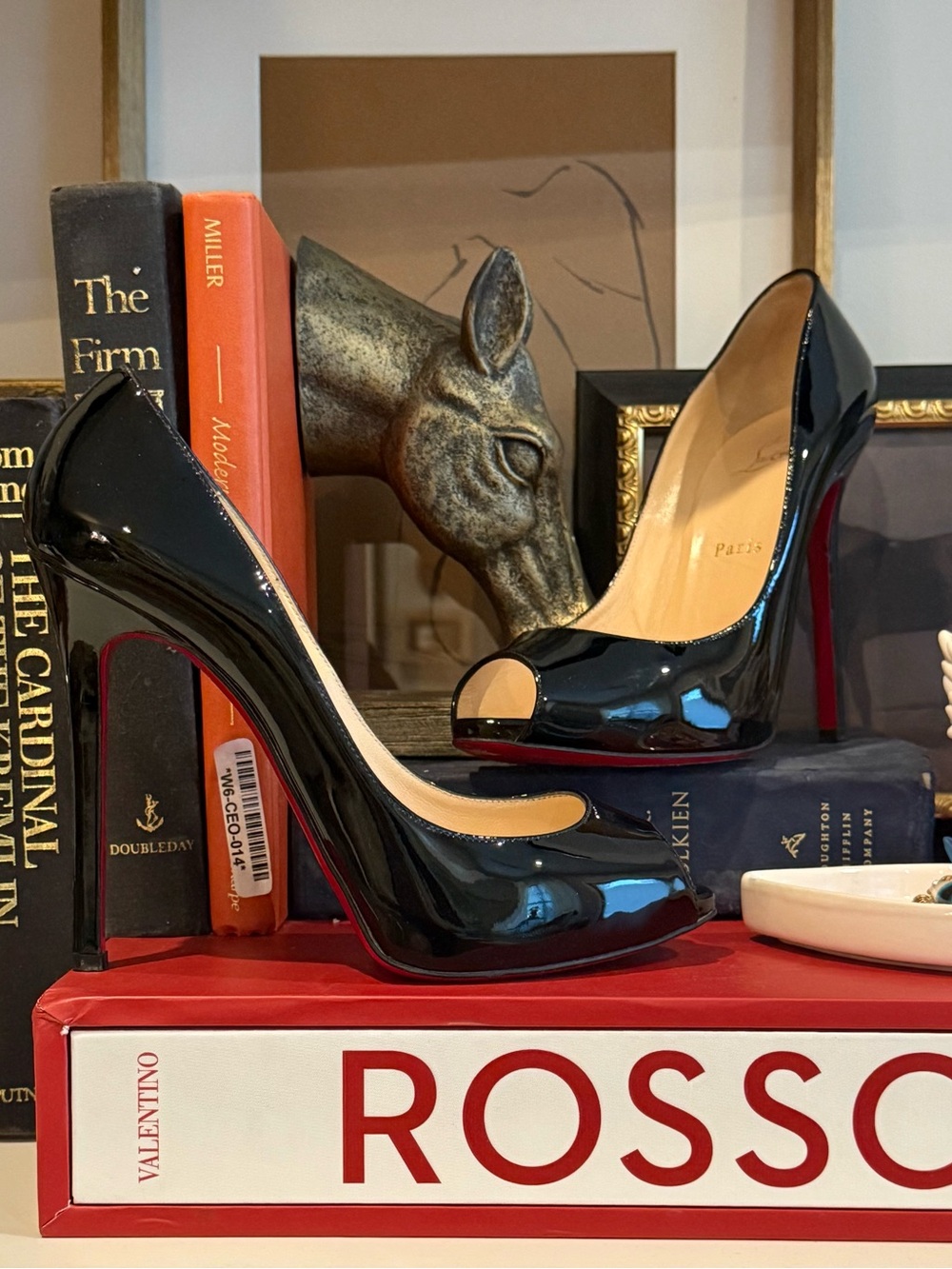 Christian Louboutin Very Privé Black Patent Leather Peep-Toe Platform Pumps — EU